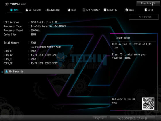 ASRock Z790 Taichi Lite - BIOS