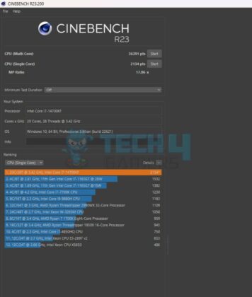 ASRock Z790 Taichi Lite - Cinebench R23.2