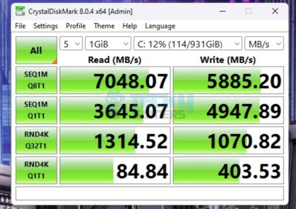 ASRock Z790 Taichi Lite - CrystalDiskMark - PCIe Gen4x4 NVMe Drive Test