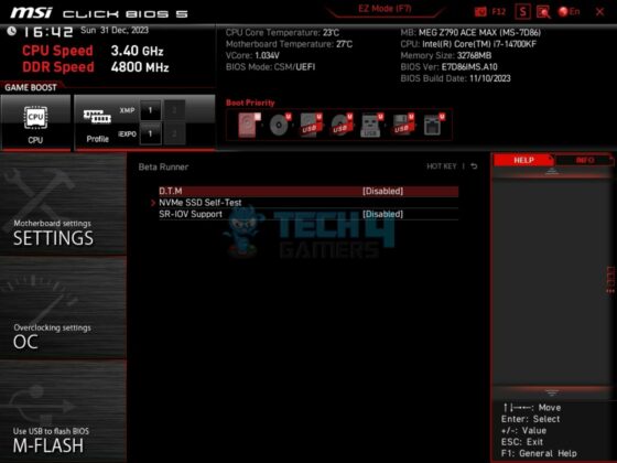 MSI Z790 ACE MAX - BIOS