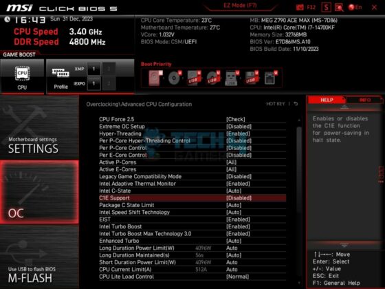 MSI Z790 ACE MAX - BIOS