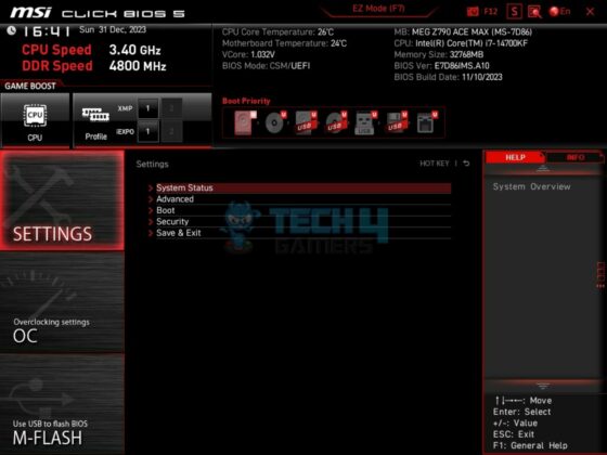 MSI Z790 ACE MAX - BIOS