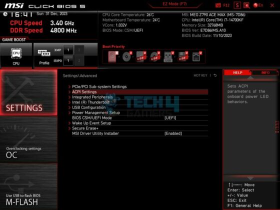 MSI Z790 ACE MAX - BIOS