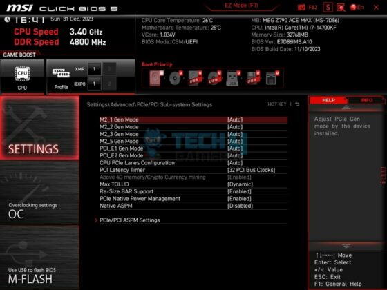 MSI Z790 ACE MAX - BIOS