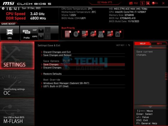 MSI Z790 ACE MAX - BIOS