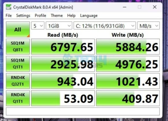 MSI Z790 ACE MAX - CrystalDiskMark - PCIe Gen4x4 NVMe Drive