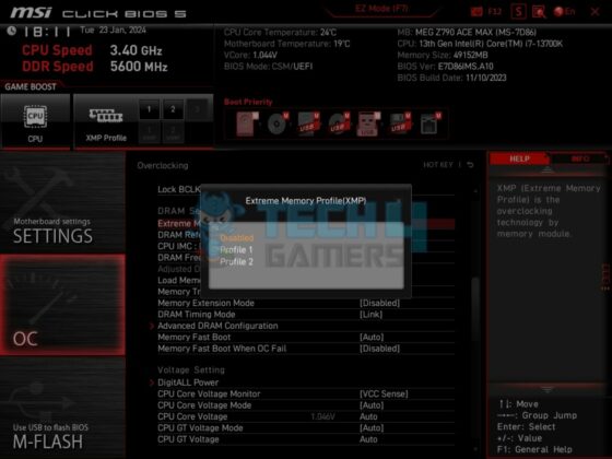 Teamgroup T-Force Xtreem 8200MHz CL38 48GB DDR5 kit - BIOS 1