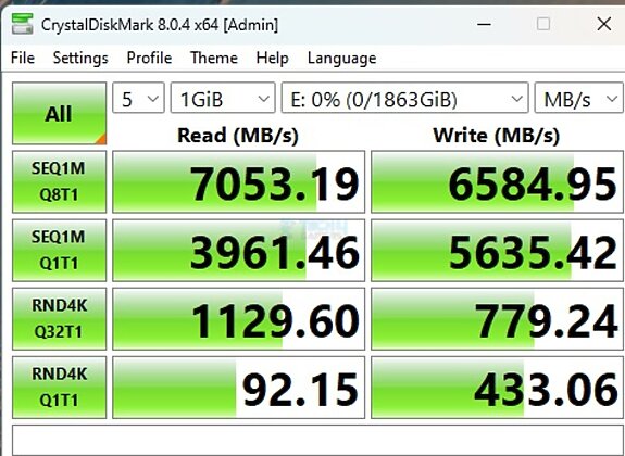 CORSAIR MP600 2TB NVMe SSD - CrystalDiskMark - Default