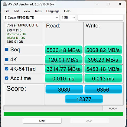 CORSAIR MP600 Elite 2TB NVMe SSD - AS SSD Disk Benchmark