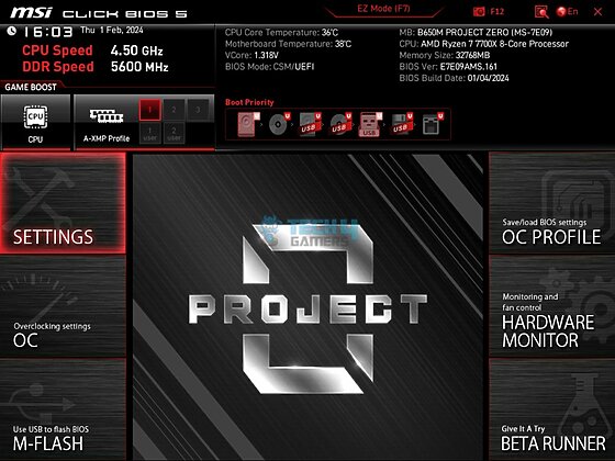 MSI B650M Project Zero - BIOS