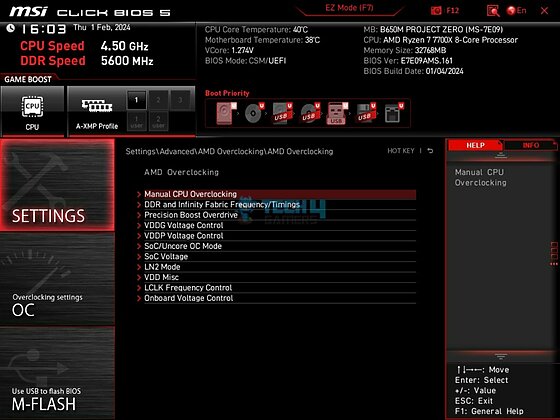 MSI B650M Project Zero - BIOS