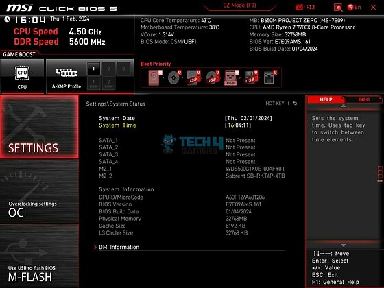 MSI B650M Project Zero - BIOS