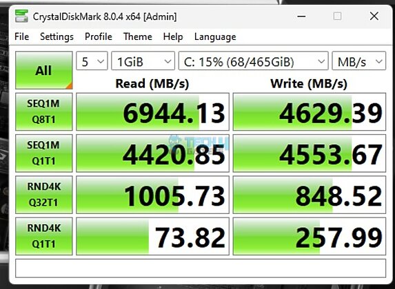 MSI B650M Project Zero - CrystalDiskMark - PCIe Gen4x4 NVMe SSD