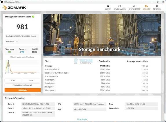 ORICO J-10 2TB NVMe SSD - 3DMark Storage Benchmark