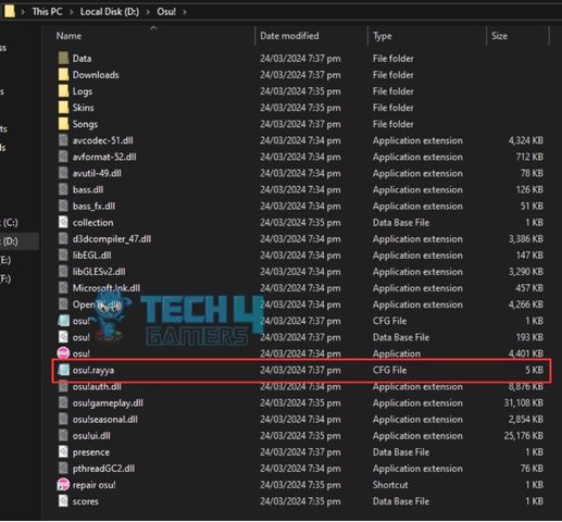 locating the osu text config file to change settings