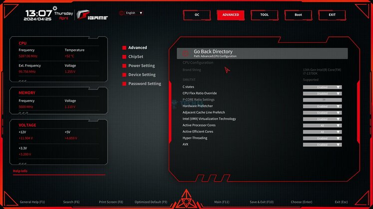 Colorful iGame Z790D5 Loong V20 - BIOS CPU Configuration