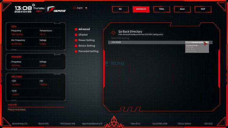 Colorful iGame Z790D5 Loong V20 - BIOS CPU FAN1 Configuration