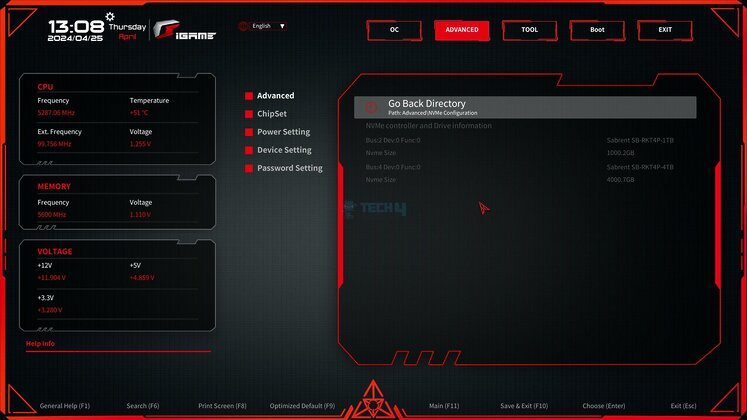 Colorful iGame Z790D5 Loong V20 - BIOS NVMe Configuration