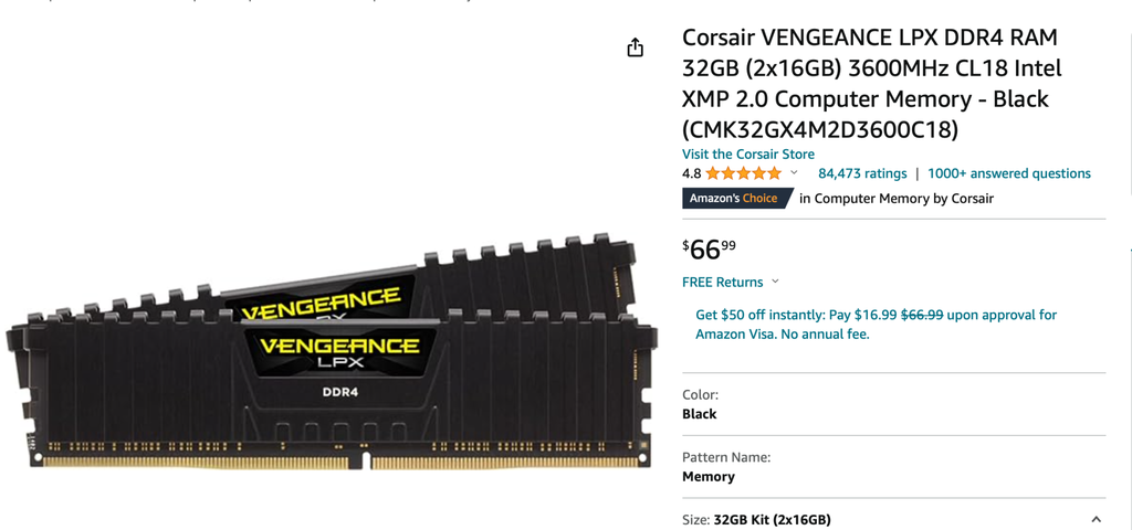 32GB DDR4 Memory - Average price points in 2024