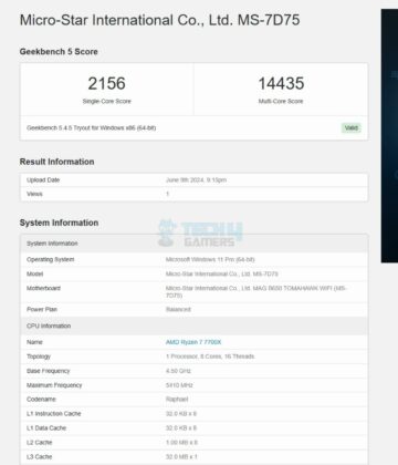 MSI B650 Tomahawk WiFi - Test Result - CPU Benchmarks - Geekbench 5.4.5