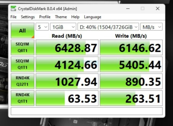 MSI B650 Tomahawk WiFi - Test Result - Storage Benchmark - CrystalDiskMark - PCIe Gen4 NVMe drive