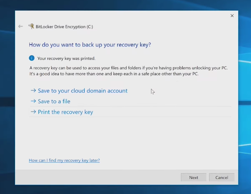 Activating BitLocker Encryption