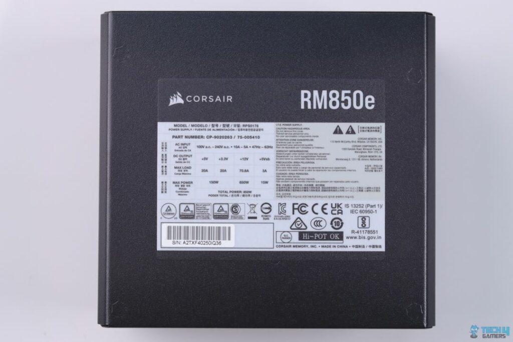 Corsair RM850e PSU Back