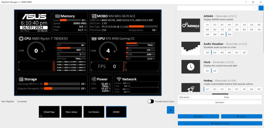 WigiDash Manager AIDA64 Screen