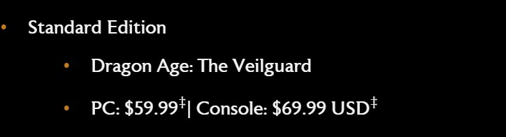 Dragon Age The Veilguard Price Difference