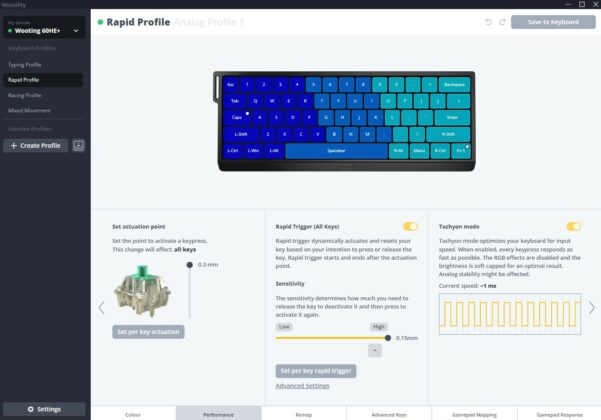 Rapid Profile - Performance Setting