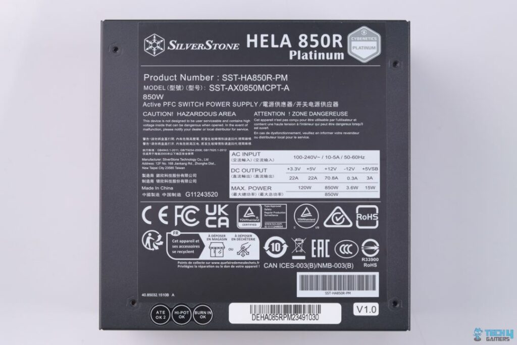 SilverStone Hela 850R Platinum - PSU Back