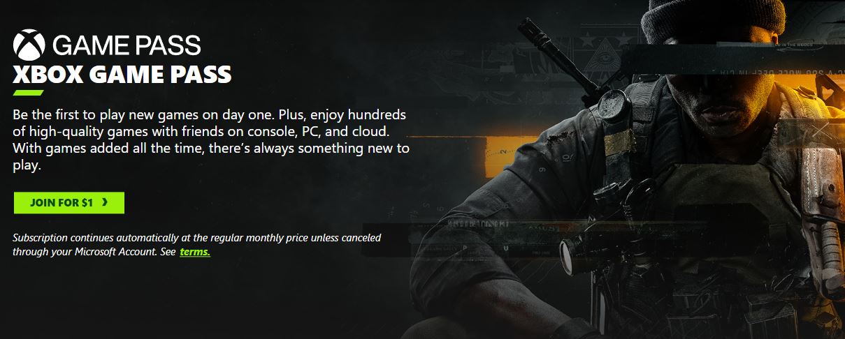 CoD on Game Pass came at a price (Image by Xbox)