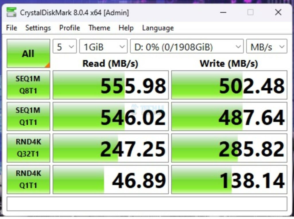 Teamgroup T-Force Vulcan Z SSD 2TB - CrystalDiskMark