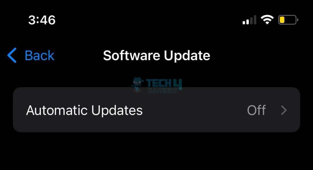 Automatic Updates Turned Off