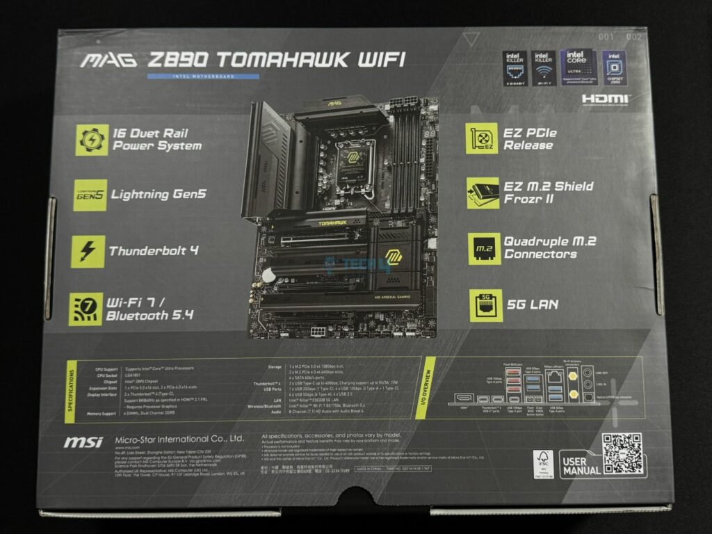 MSI MAG Z890 Tomahawk WiFi box rear