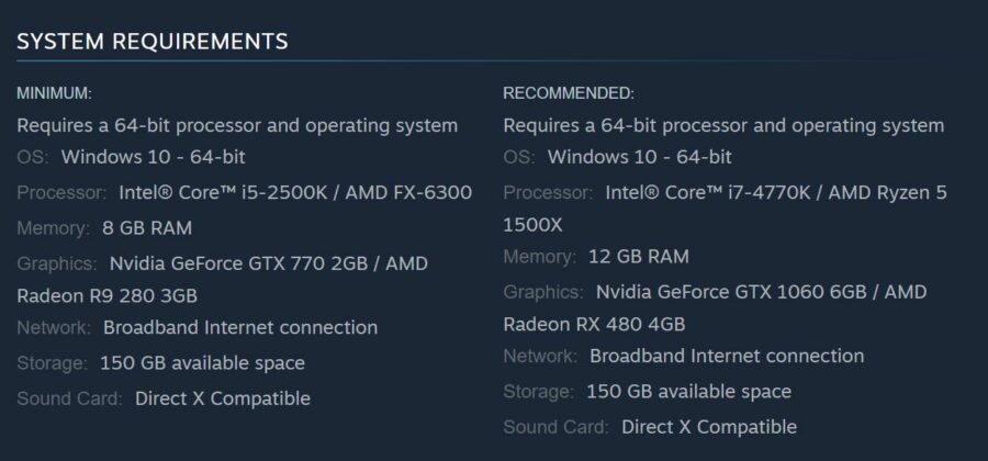 Red Dead Redemption 2 PC Requirements