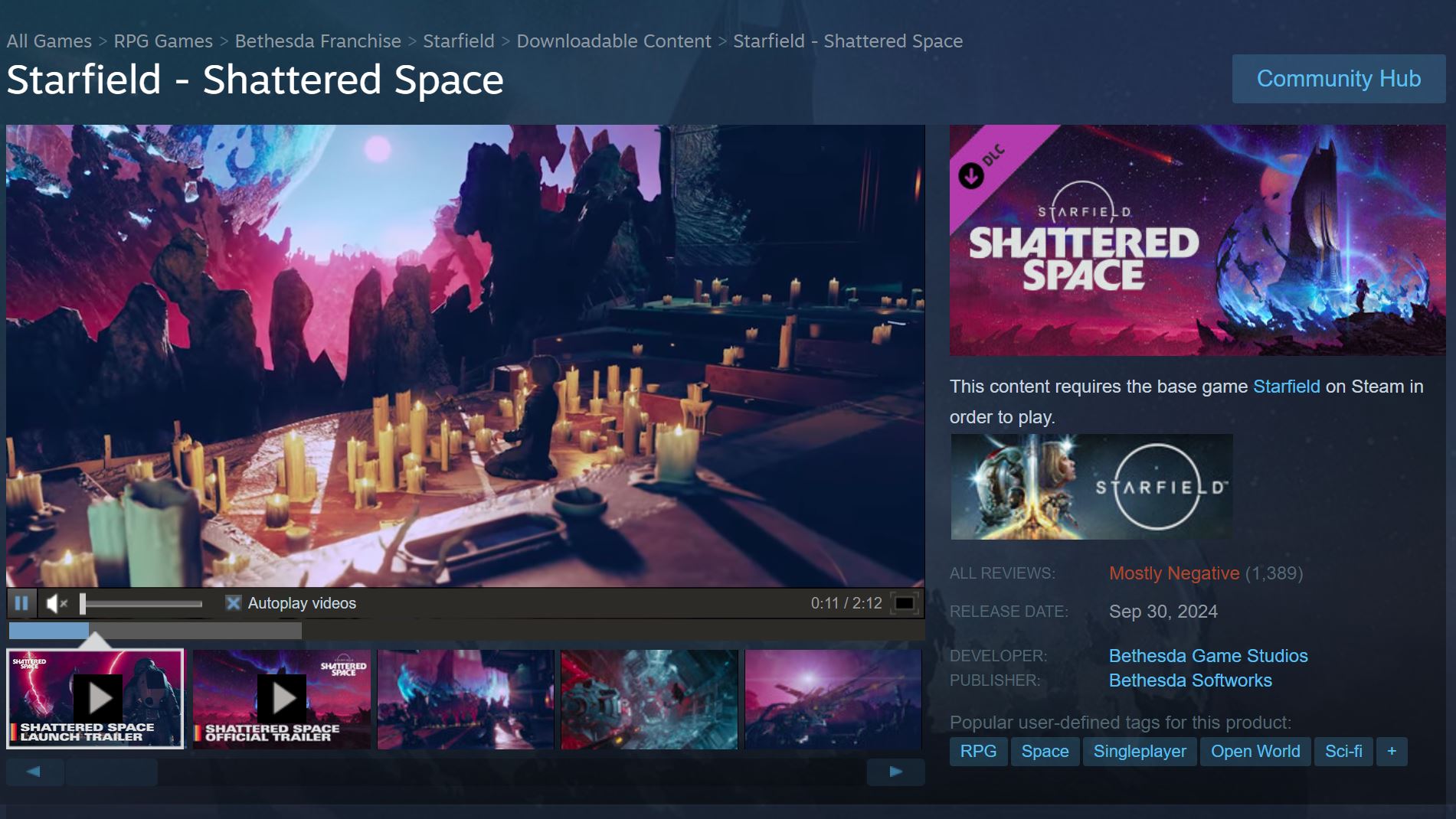 Starfield Shattered Space DLC Reviews